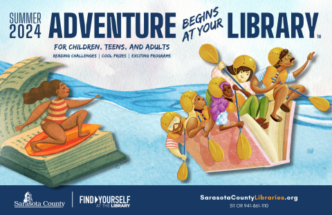 Summer Learning Theme title "Adventure Begins at Your Library"