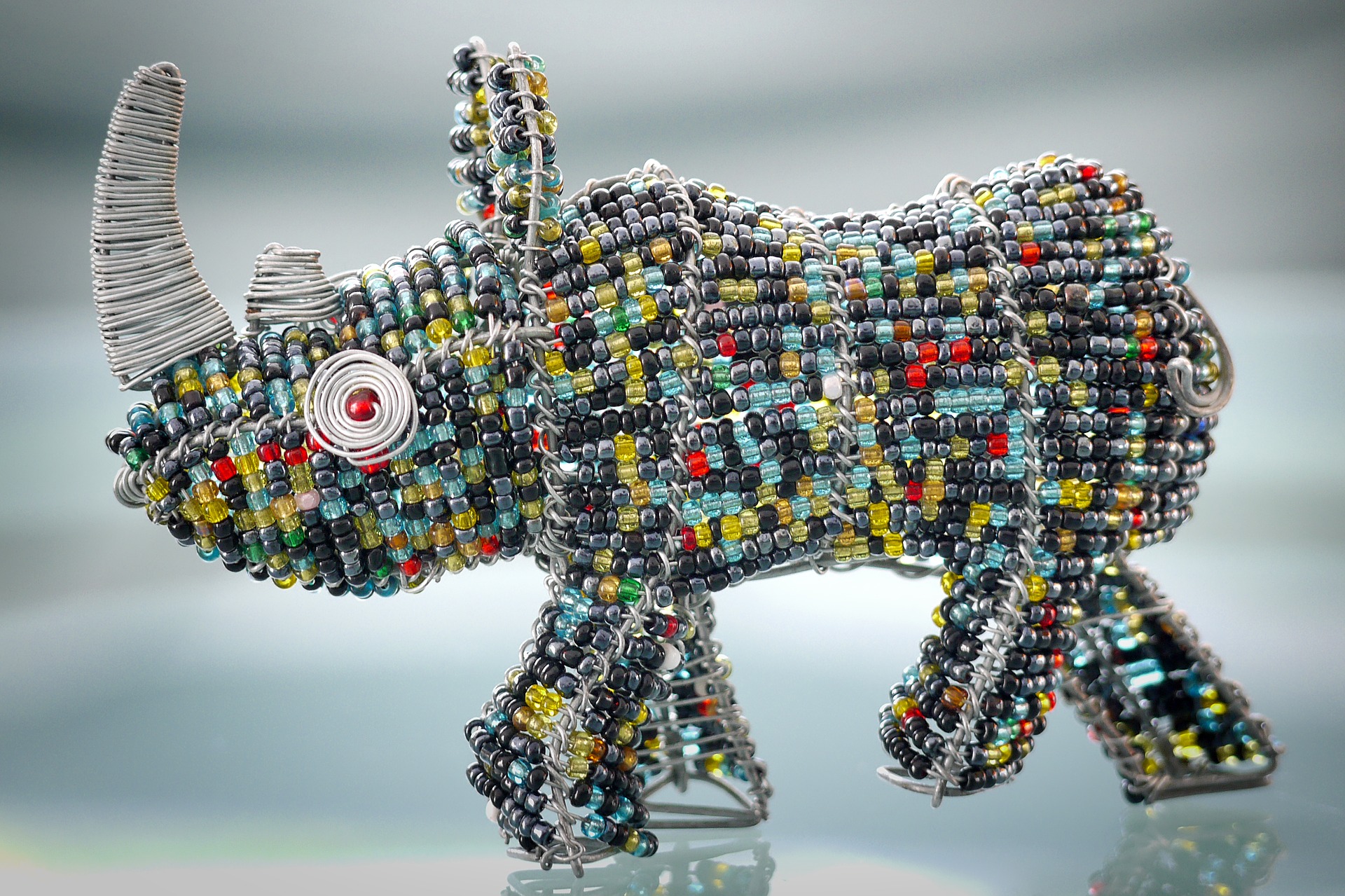 Rhinocerous made out of beads