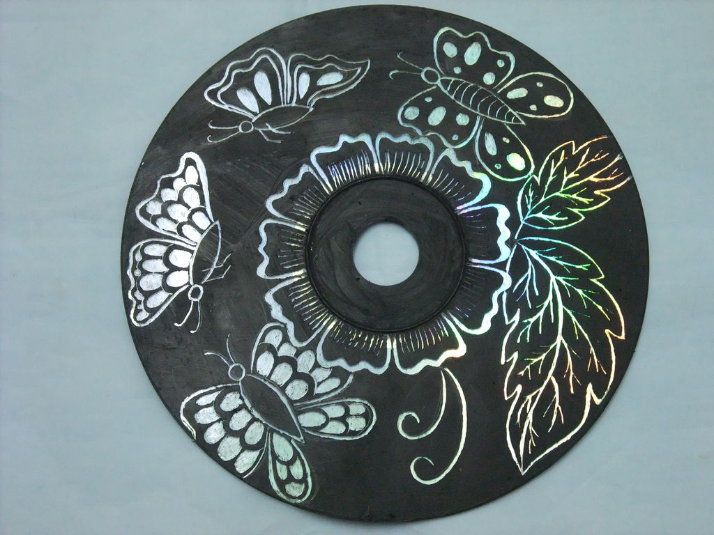 A photograph of a CD turned into wall art