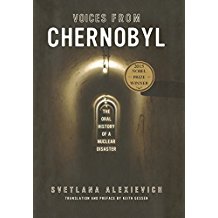 Book jacket photograph depicting long tunnel in Chernobyl nuclear power plant.