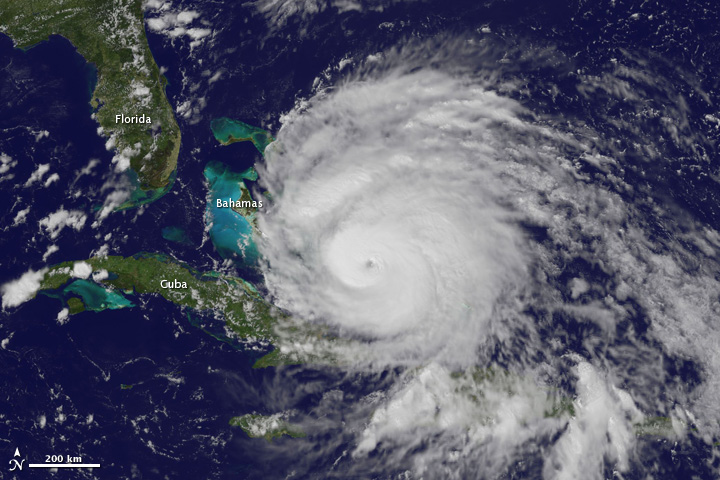 A photograph of a hurricane approaching Florida.