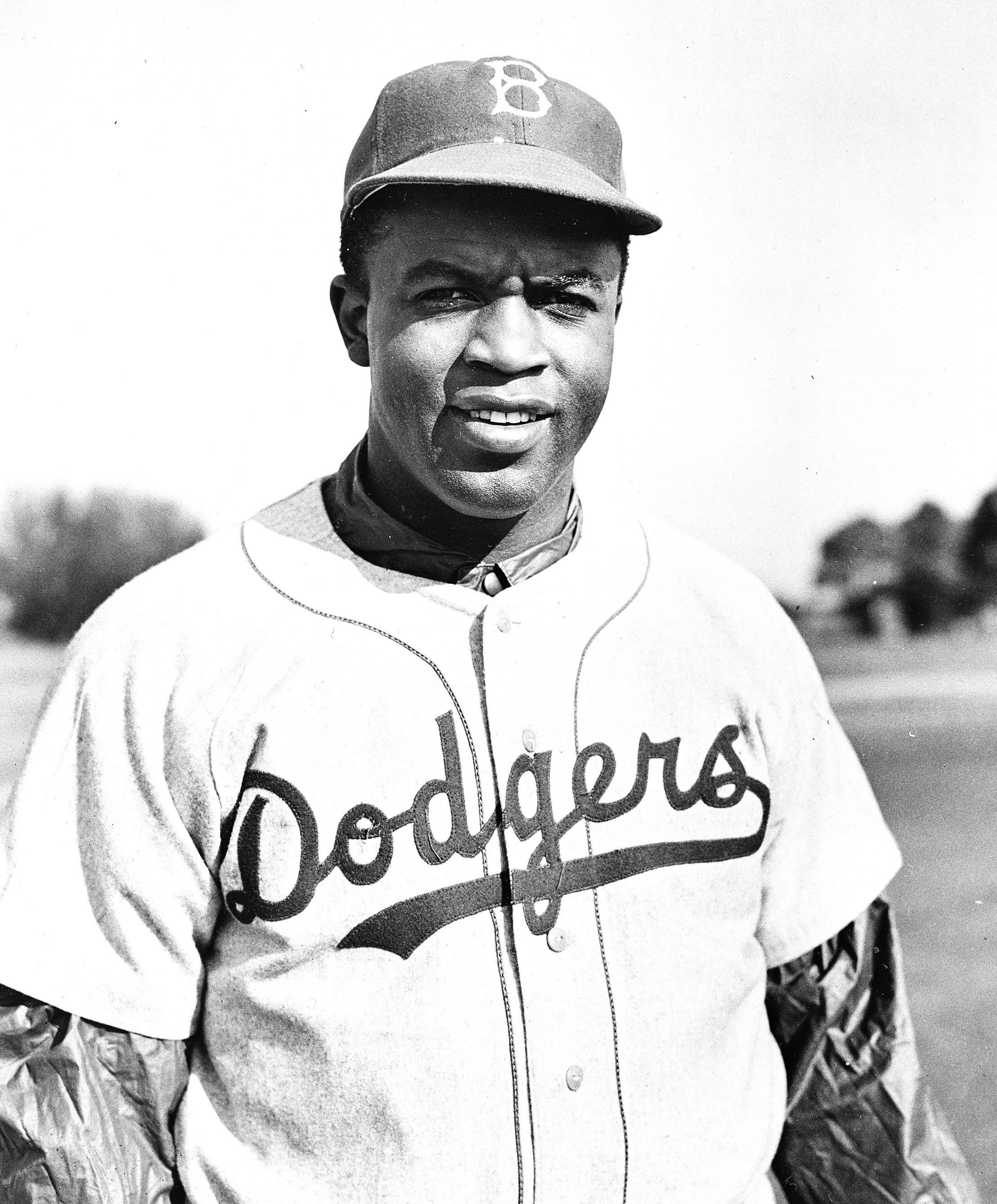 photo of Jackie Robinson in Dodgers uniform