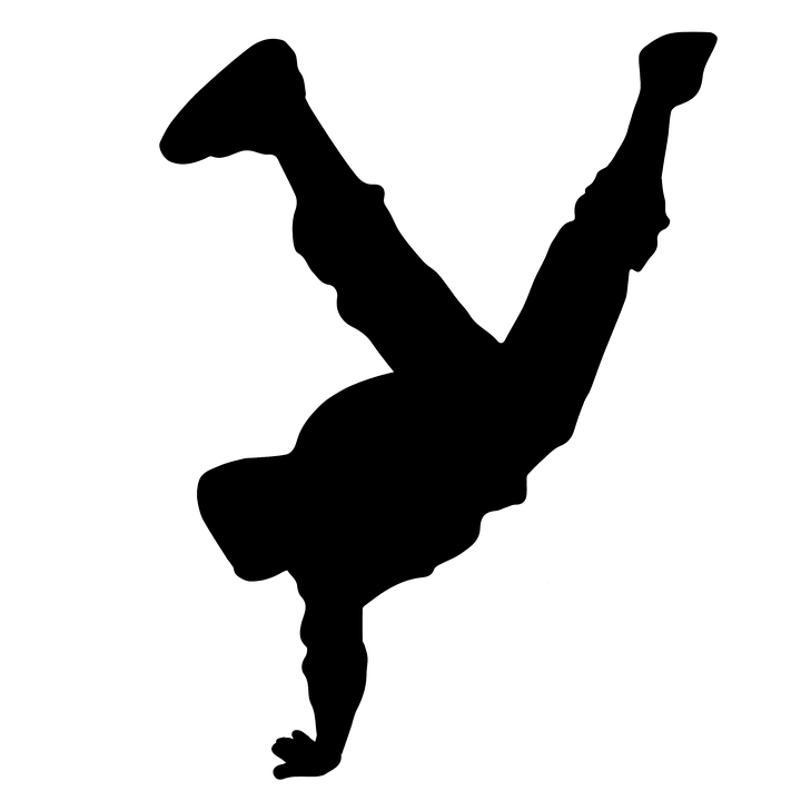 A silhouette of a teen dancing.