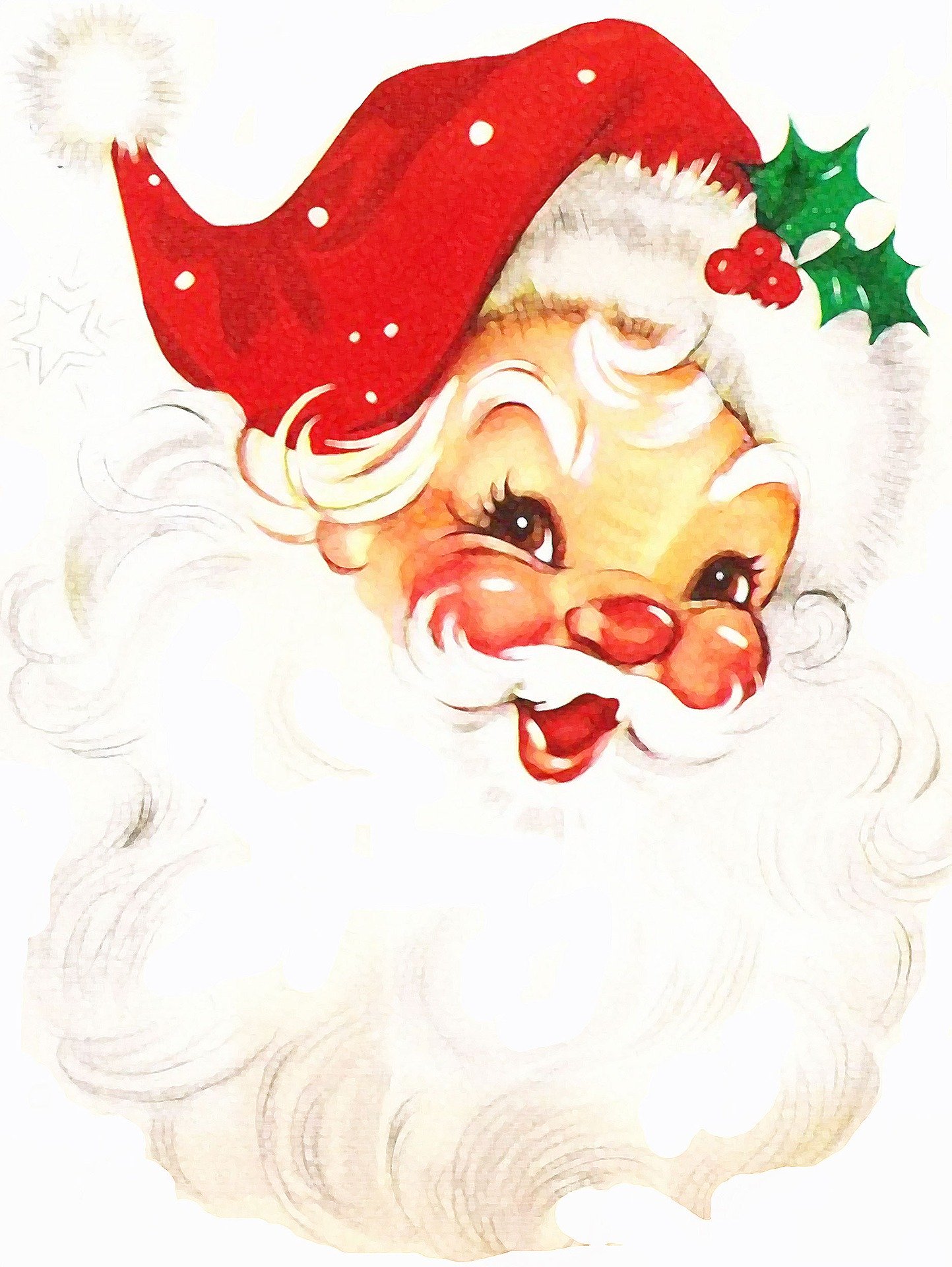 Cartoon drawing of a smiling Santa Claus