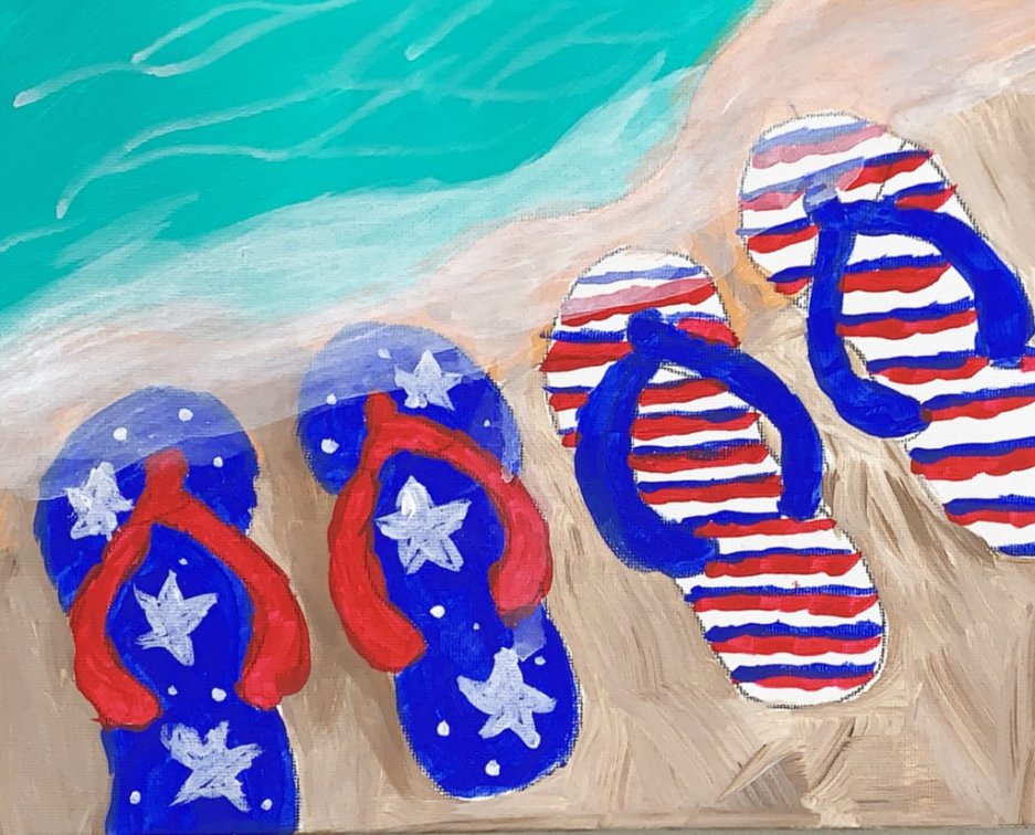 Patriotic flip flops painting