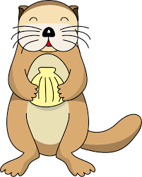 Cute otter with seashell clip art 