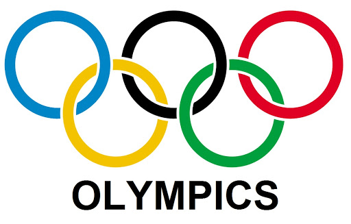 Olympics colored rings logo with the word Olympics underneath.