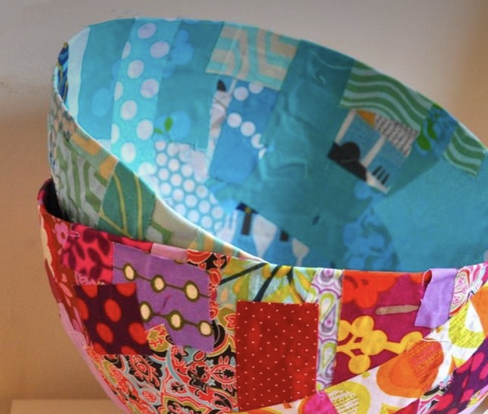 two colorful fabric bowls