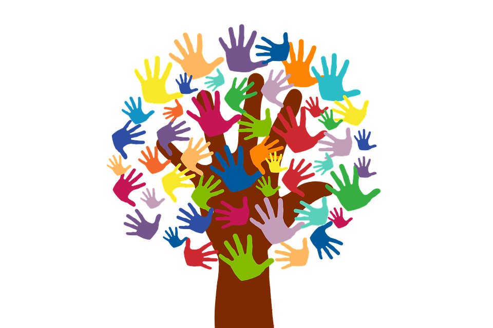 Colorful "Helping Hands" Tree Image