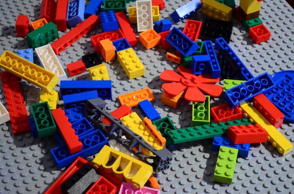LEGO bricks on gray base