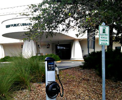 Photo of electric vehicle charging.