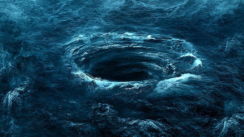 A picture of a whirlpool in the ocean.