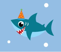 Happy shark with party hat
