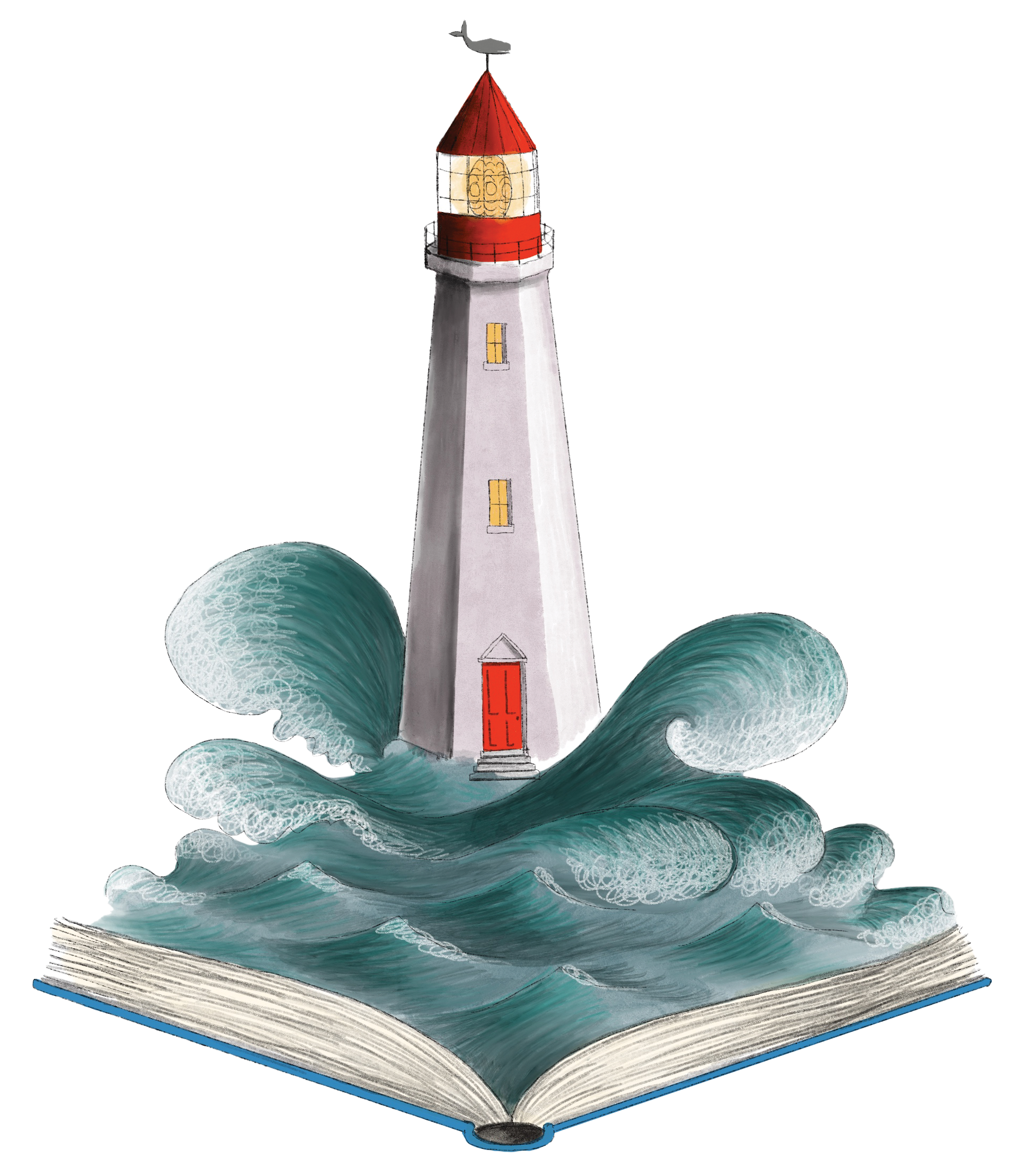 Lighthouse coming out of a book
