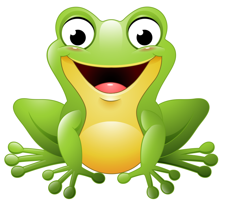 green, smiling frog animation