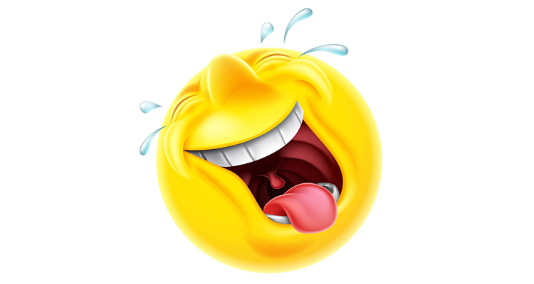 Yellow cartoon face laughing with tears