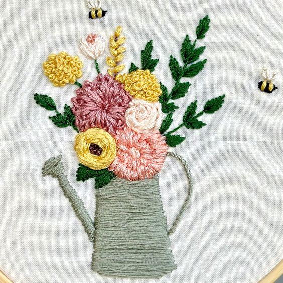 embroidered watering pot