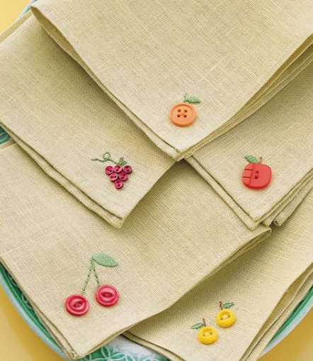 buttons create fruit with some embroidery