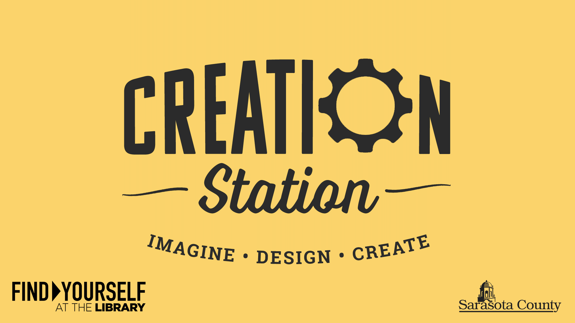 Creation Station logo on a yellow background
