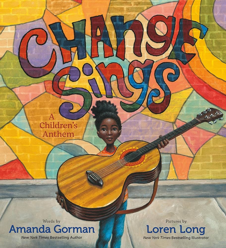 Cover of the book Change Sings, featuring a little girl holding a guitar.