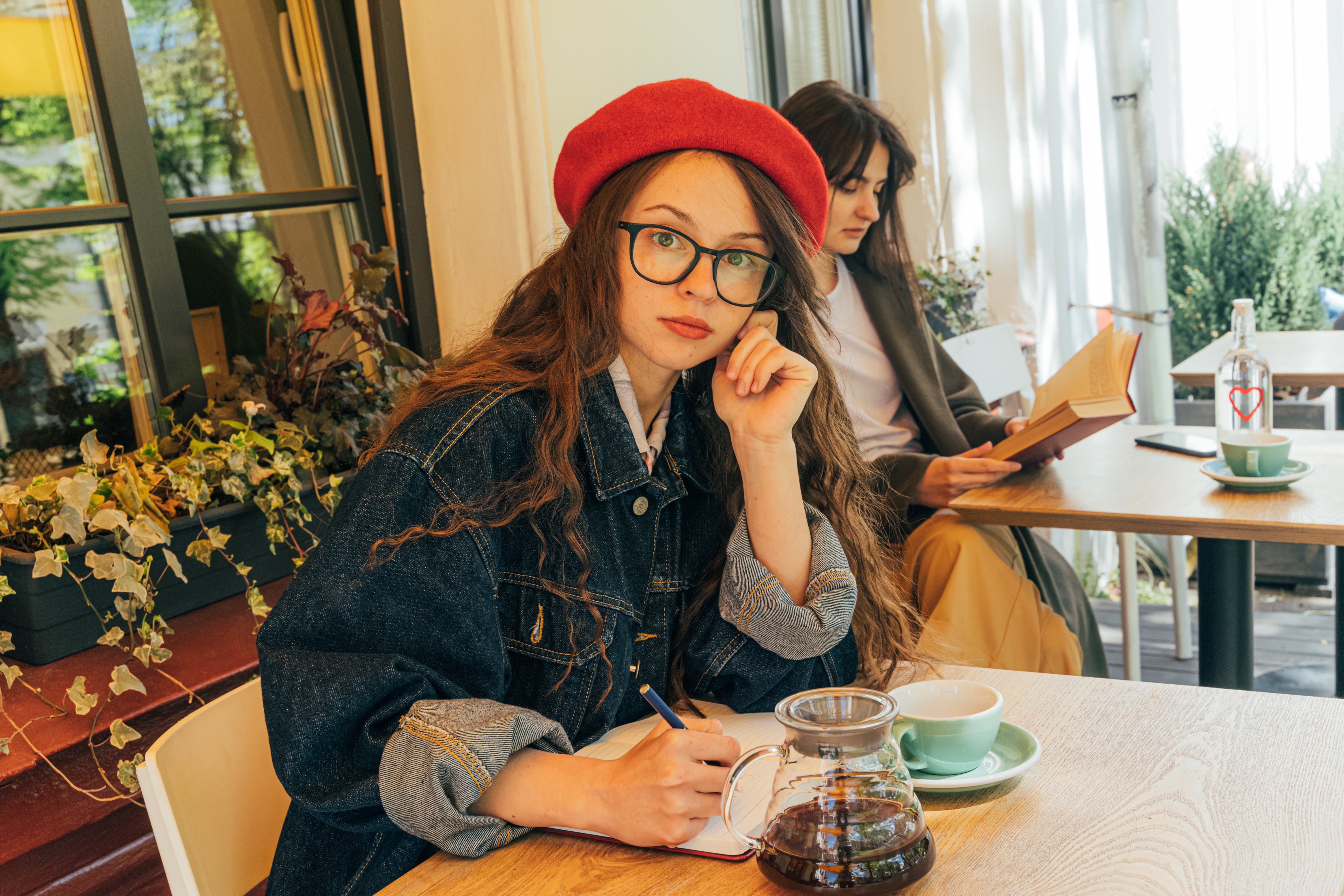 Girl Studying at Cafe