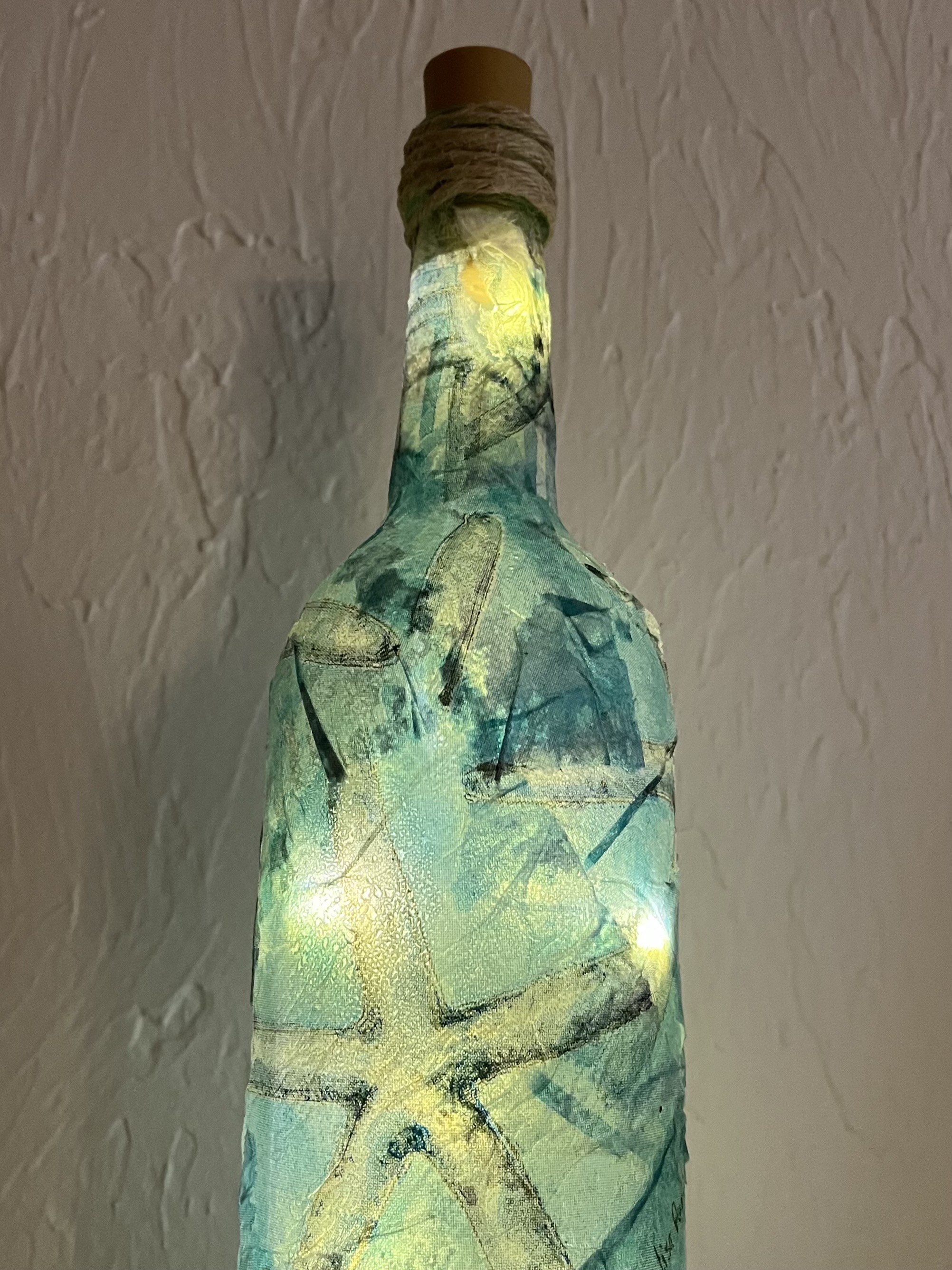 Coastal Craft - Decoupaged wine bottle