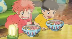 Two children looking at bowls of food