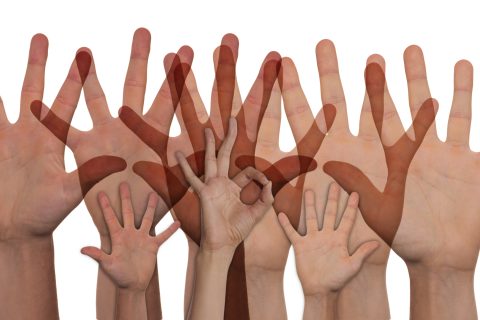 Hands up image for serving in the Middle School Service Club