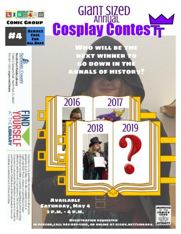 Costume/Cosplay contest for all ages.  Saturday, May 4, 2-4 p.m.