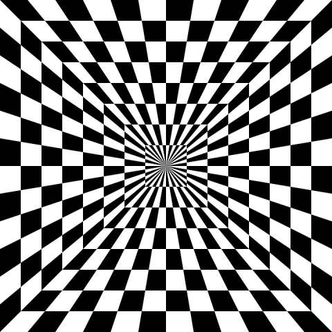 Optical illusion black and white checkerboard