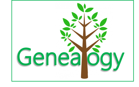 Genealogy word and tree with leaves, as a symbol for a family tree.