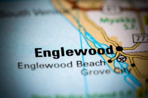 Blurred section of a map with the word Englewood in bold.