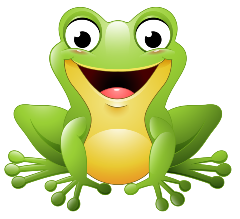 green, smiling frog animation