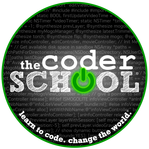 Logo for the coder school.