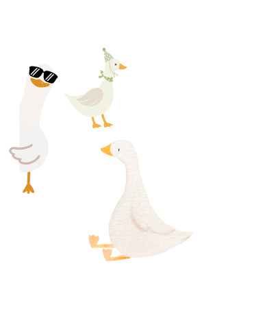 three cartoon geese