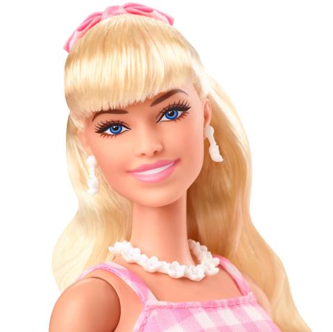 Close-up of 2023 live-action movie version of Barbie 