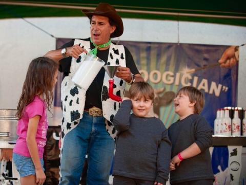 Todd Charles, stage name "Moogician", performing his show for children.