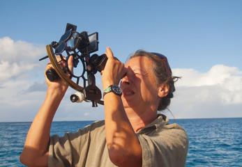 Woman using Sextant