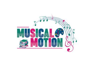 Colorful logo for Musical Motion with music notes.