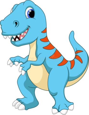 Cartoon illustration of a blue dinosaur