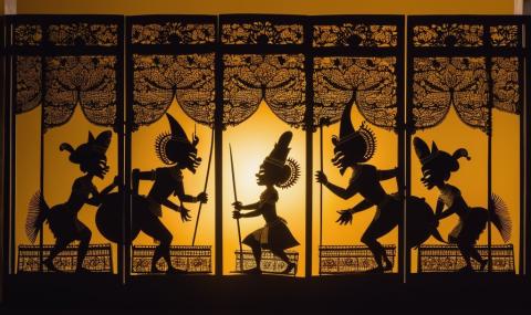 Silhouettes of paper puppets