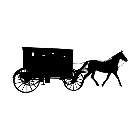 Silhouette of a horse and covered buggy