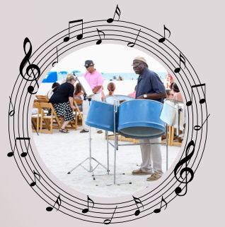 Johnny playing steel drums while on the beach