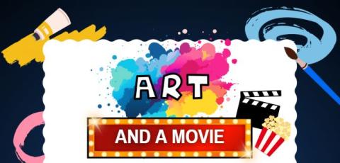 Art and a movie with popcorn and splashes of color