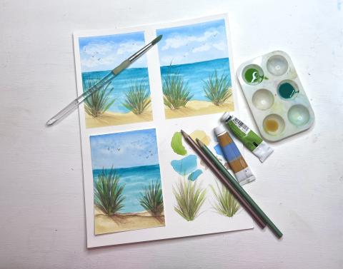 Watercolor beach