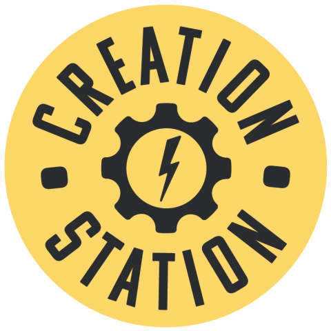 Creation Station logo in a yellow circle background