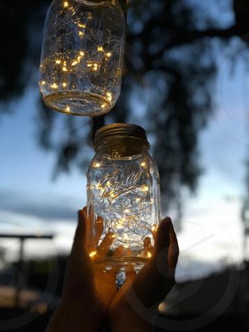 Jars with string lights inside of them