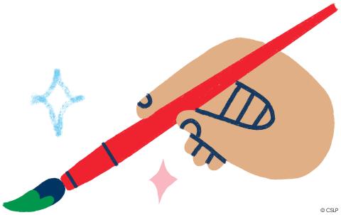 Graphic image of a hand holding a paint brush