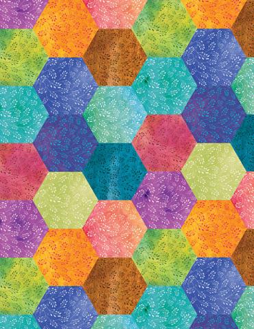 colorful hexagon quilt pieces