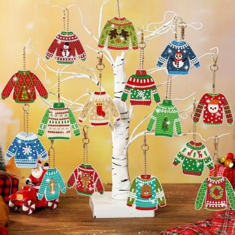Mini sweater tree ornaments